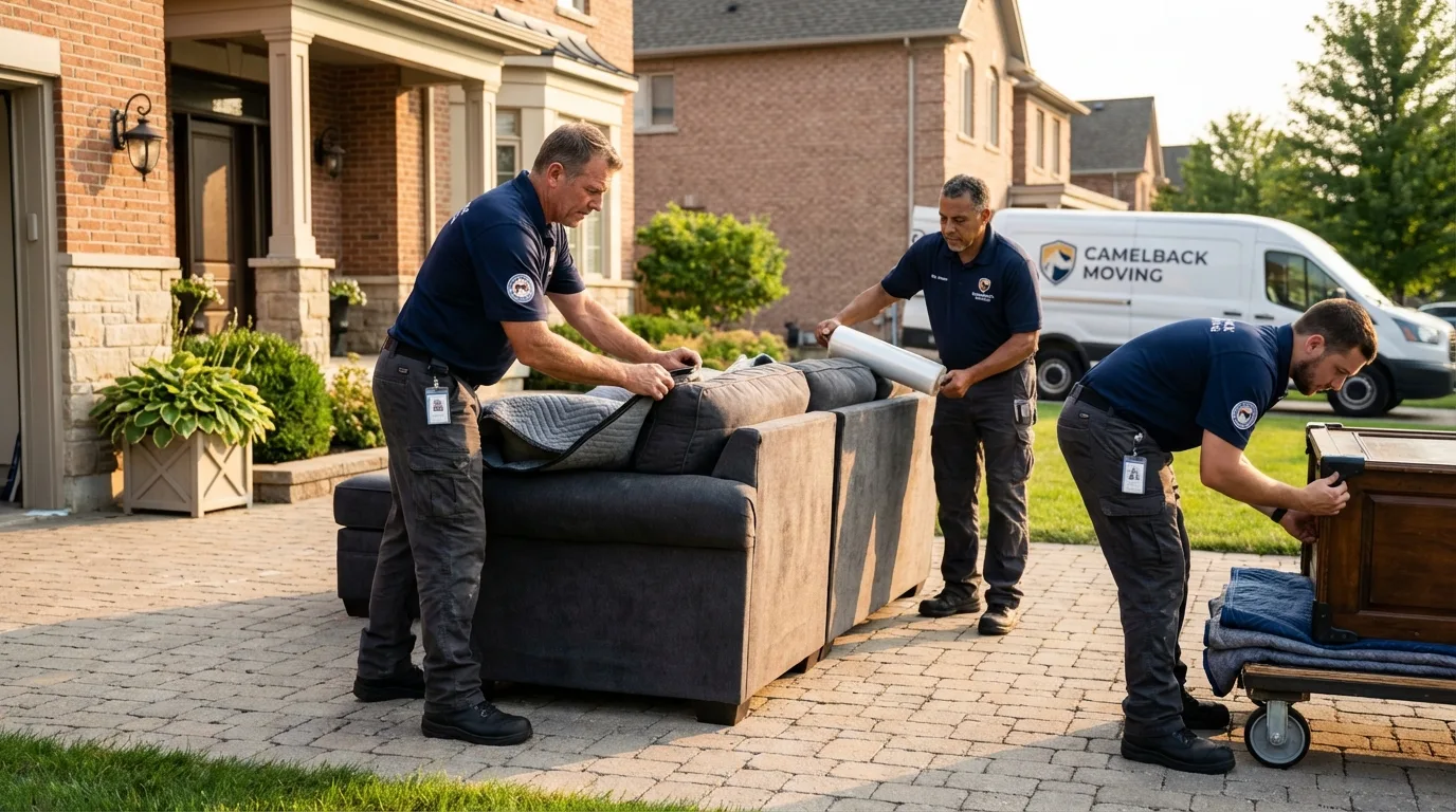 Large estate moving crew wrapping furniture in Noel, MO
